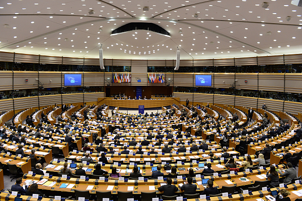 Bild vom Sitzungssaal des Europäischen Parlaments